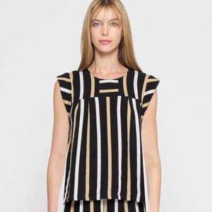 Ace & Jig Striped Cotton Paz  Blouse Top, Small